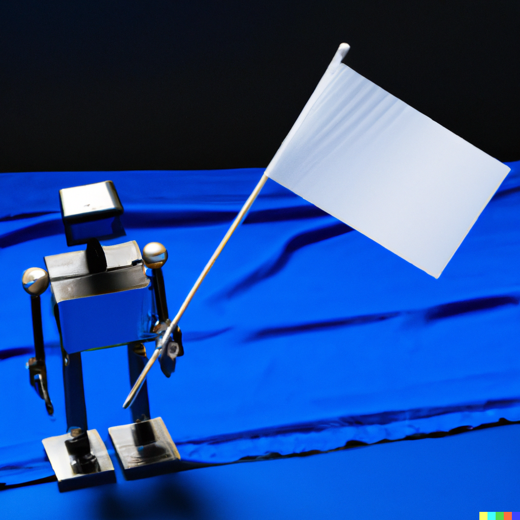 image of a robot with a flag